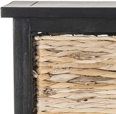 image:imageSAFAVIEH Home Collection Vedette Distressed Black 5Drawer Wicker Basket Storage Tower Fully AssembledDistressed Black