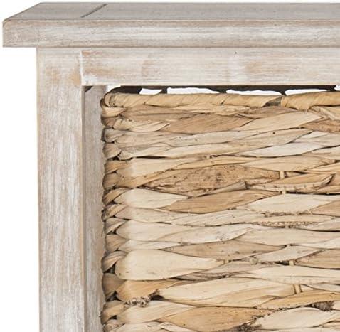 image:imageSAFAVIEH Home Collection Vedette Distressed Black 5Drawer Wicker Basket Storage Tower Fully AssembledWhite Washed
