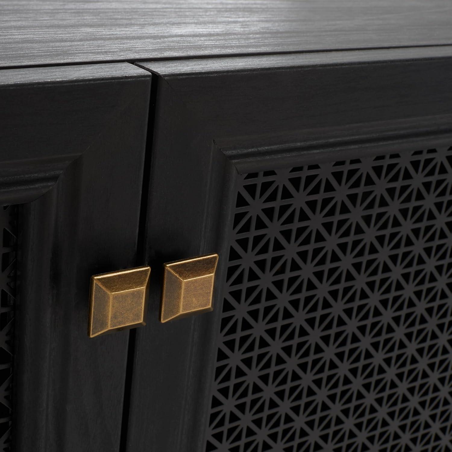 image:imageSAFAVIEH Piran TV Stand for up to 70 Flatscreen Oak Brown amp Gold 4 Doors with Interior Storage Entertainment Media Console MED9611DBlackBlack