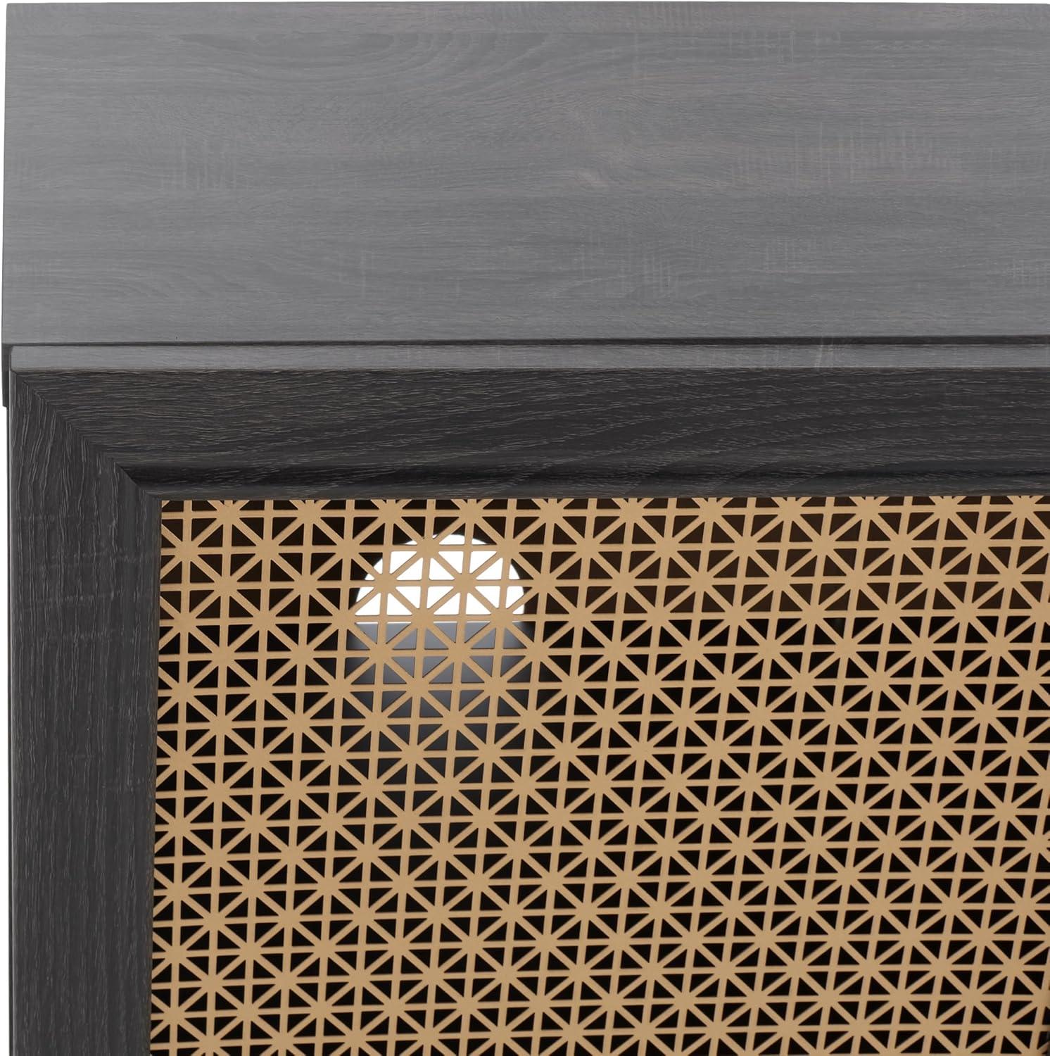image:imageSAFAVIEH Piran TV Stand for up to 70 Flatscreen Oak Brown amp Gold 4 Doors with Interior Storage Entertainment Media Console MED9611DDistressed BlackGold
