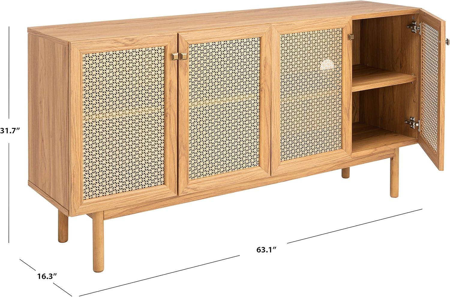 image:imageSAFAVIEH Piran TV Stand for up to 70 Flatscreen Oak Brown amp Gold 4 Doors with Interior Storage Entertainment Media Console MED9611DOak Gold
