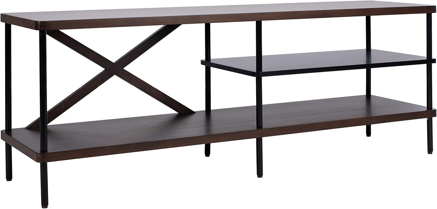image:imageSafavieh Home Bruno Industrial Walnut and Black Storage Shelves TV Media Stand