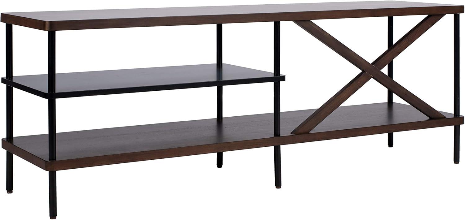 image:imageSafavieh Home Bruno Industrial Walnut and Black Storage Shelves TV Media Stand