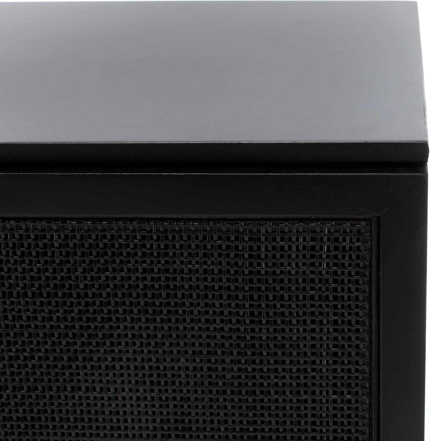 image:imageSafavieh Home Collection Zadie Coastal BlackNatural Rattan 3Door Storage SideboardBlack