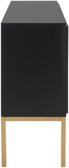 image:imageSafavieh Home Collection Zadie Coastal BlackNatural Rattan 3Door Storage SideboardBlackGold