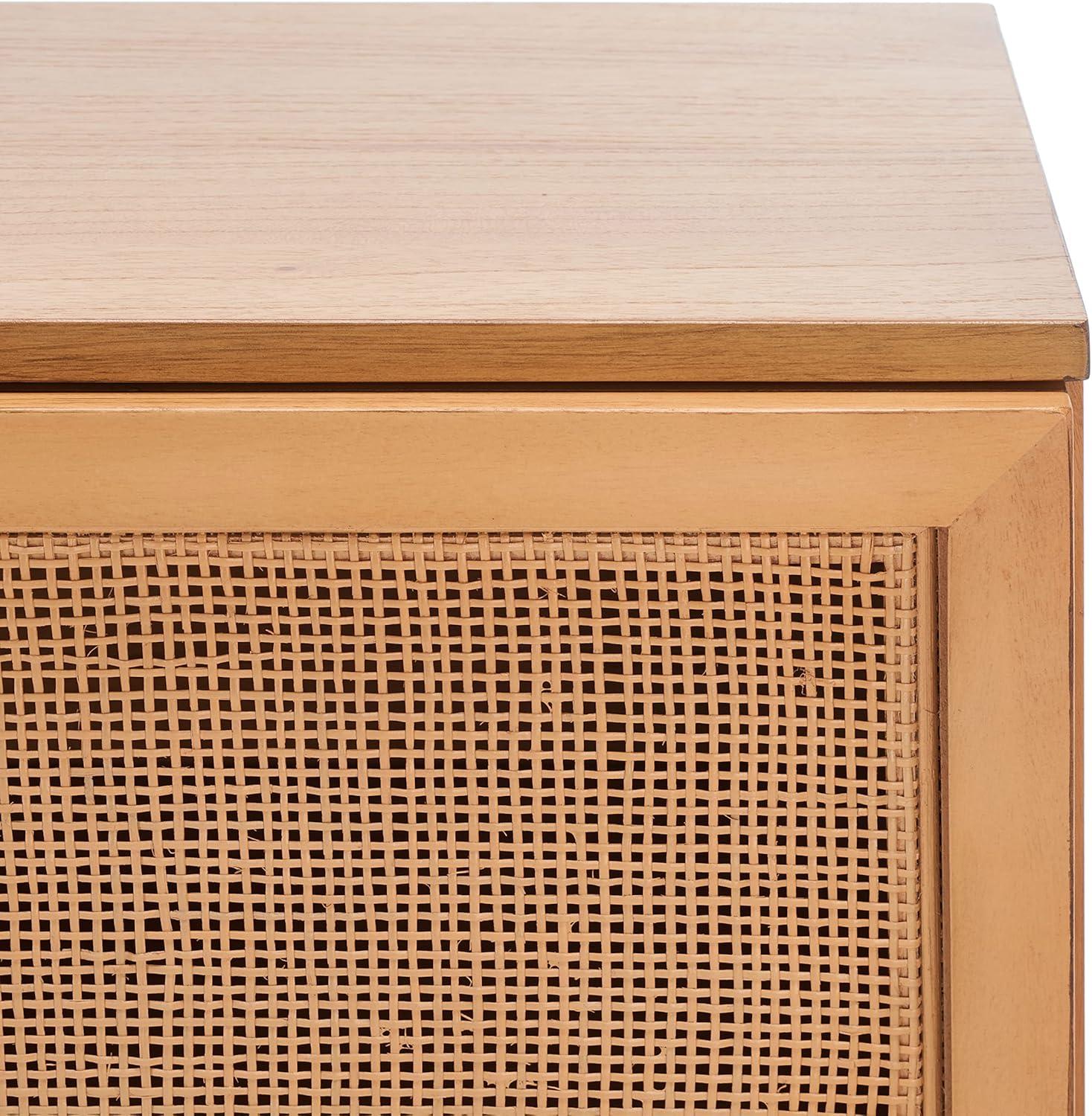 image:imageSafavieh Home Collection Zadie Coastal BlackNatural Rattan 3Door Storage SideboardNaturalBlack