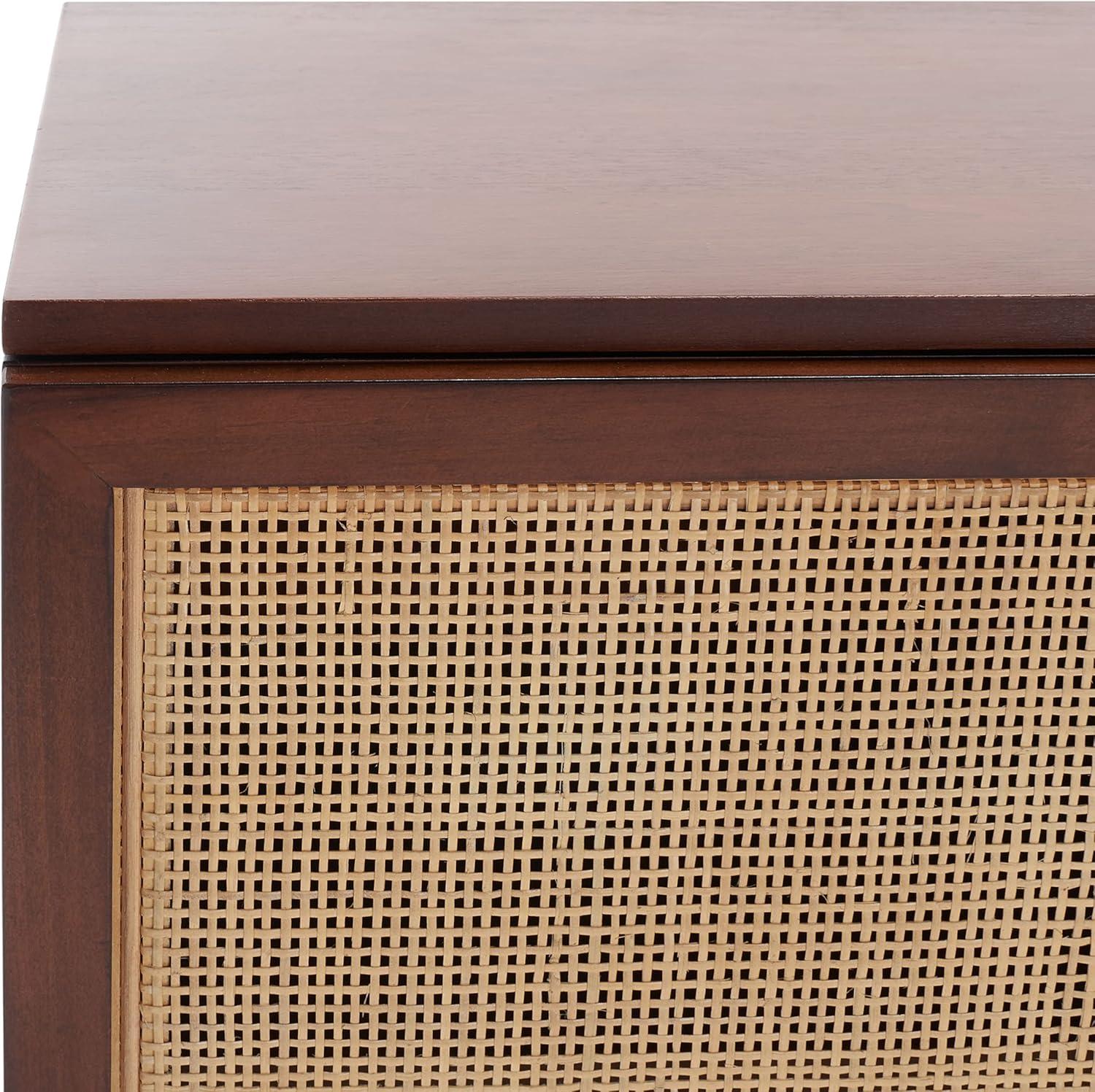 image:imageSafavieh Home Collection Zadie Coastal BlackNatural Rattan 3Door Storage SideboardWalnutNatural