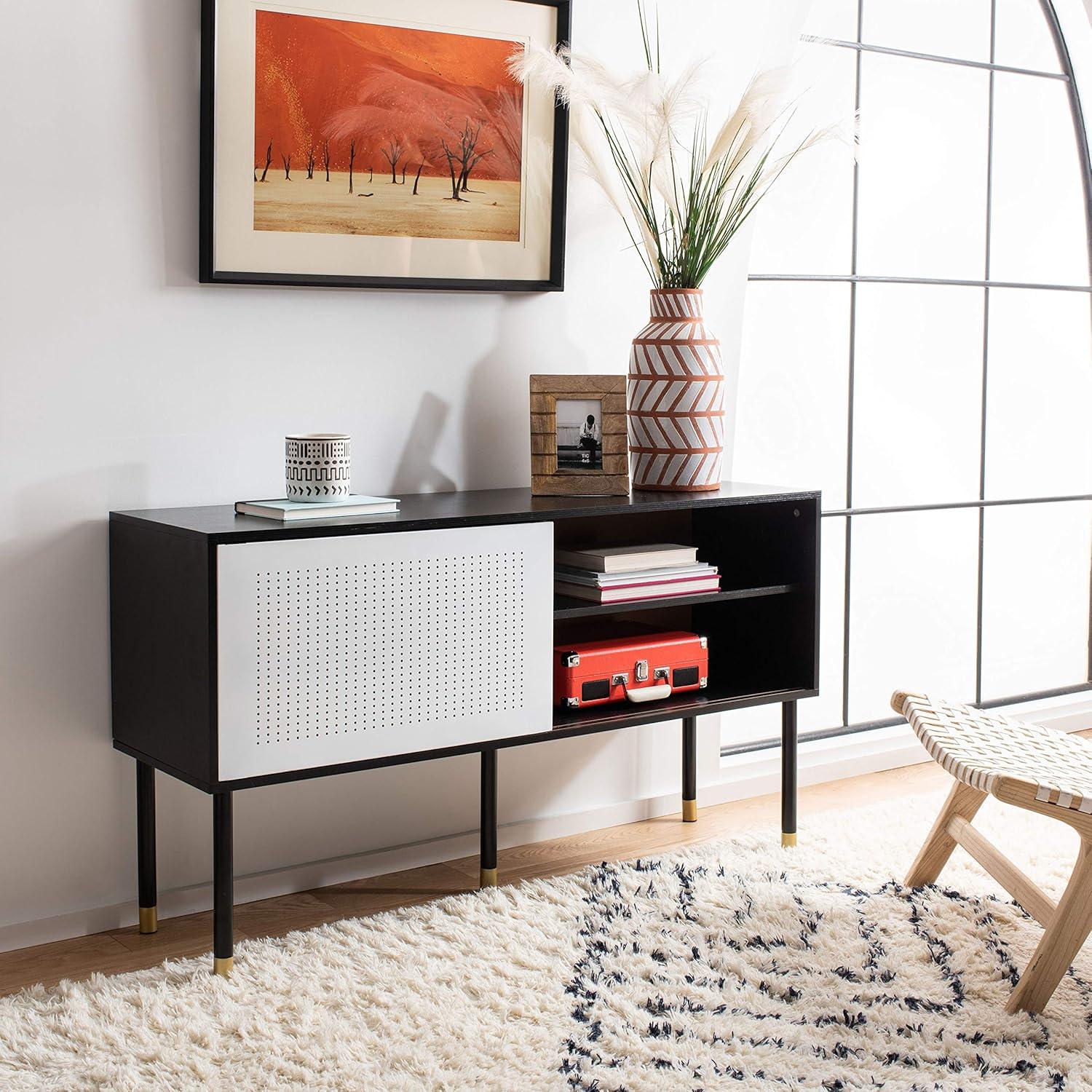 image:imageSafavieh Home Shiloh MidCentury Modern White and Walnut TV Media StandWhite Black