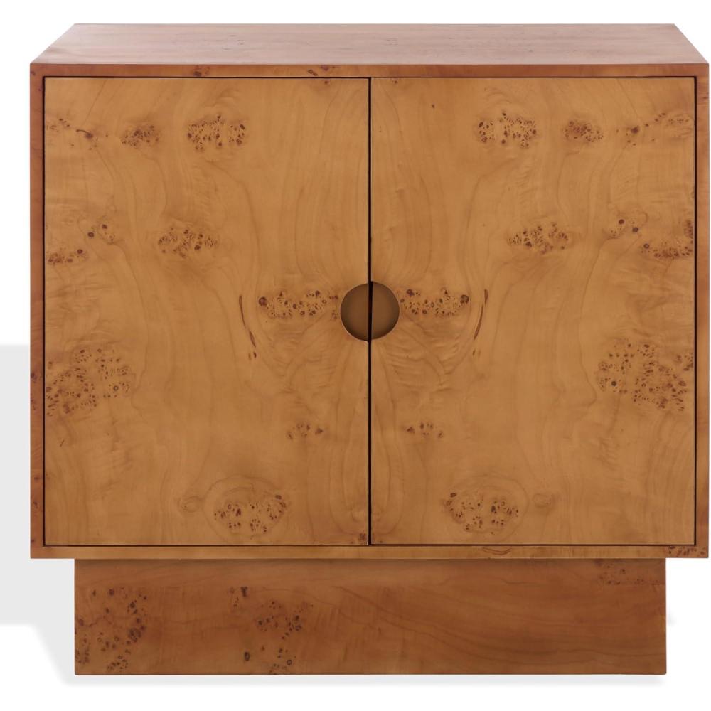 image:imageSAFAVIEH Couture Collection Tessly Walnut Burl Veneer Chest Modern Storage Cabinet with Shelf Fully Assembled SFV5549AWalnut BurlBrass