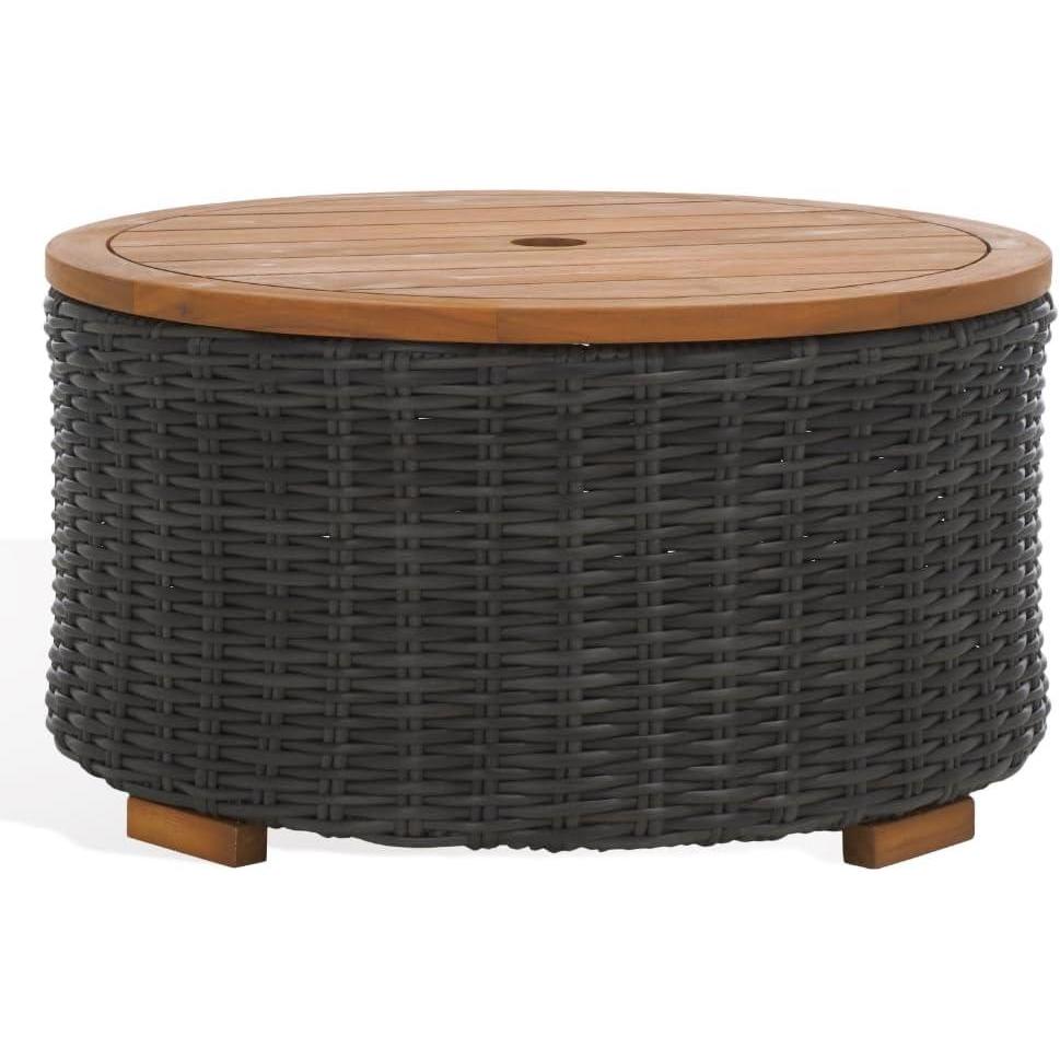 image:imageSAFAVIEH Couture Collection Anguilla Dark Grey Faux Wicker IndoorOutdoor Storage Coffee Table Fully Assembled
