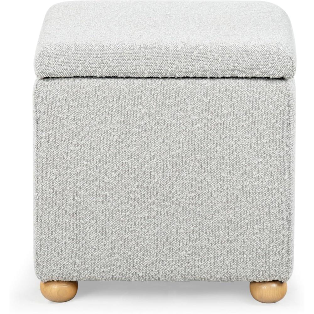 image:imageSAFAVIEH Couture Collection Becka Grey BoucleNatural Square Storage Ottoman Fully AssembledGreyNatural