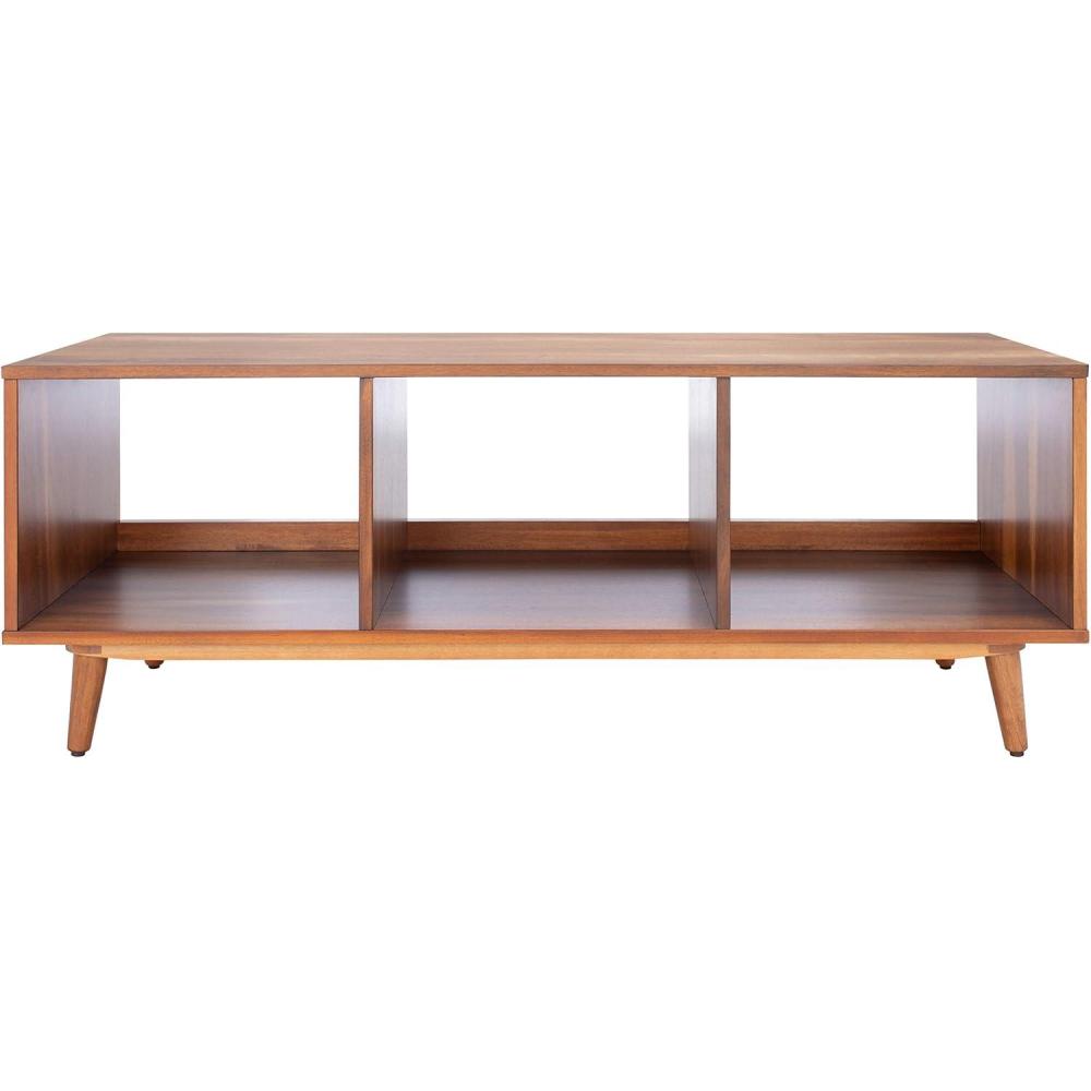 image:imageSAFAVIEH Cricket TV Stand for up to 55 Flatscreen  Natural Acacia Open Shelf Design Entertainment Media Console MED5002ANatural Acacia