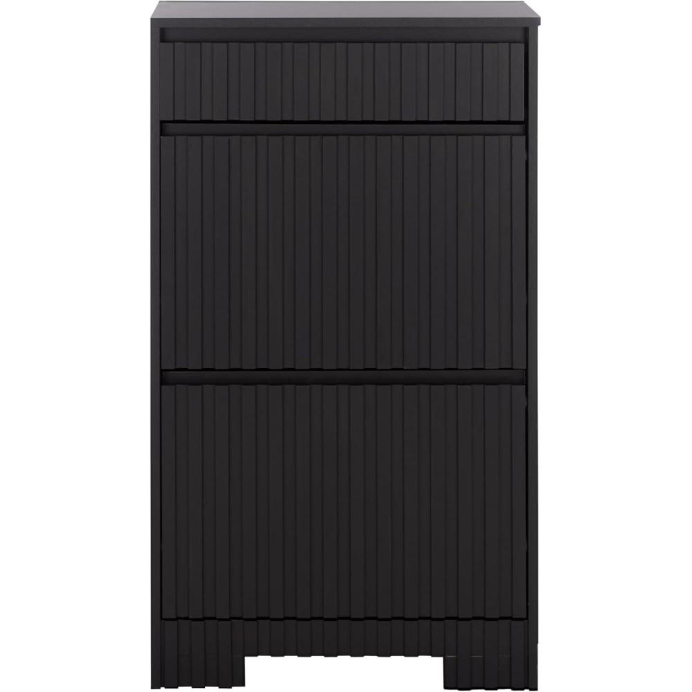 image:imageSAFAVIEH Home Collection Sohan Black Shoe Rack Slim Vertical Storage Cabinet with Drawer amp TiltOut Shelves Modern Entryway Organizer STG3101BBlack