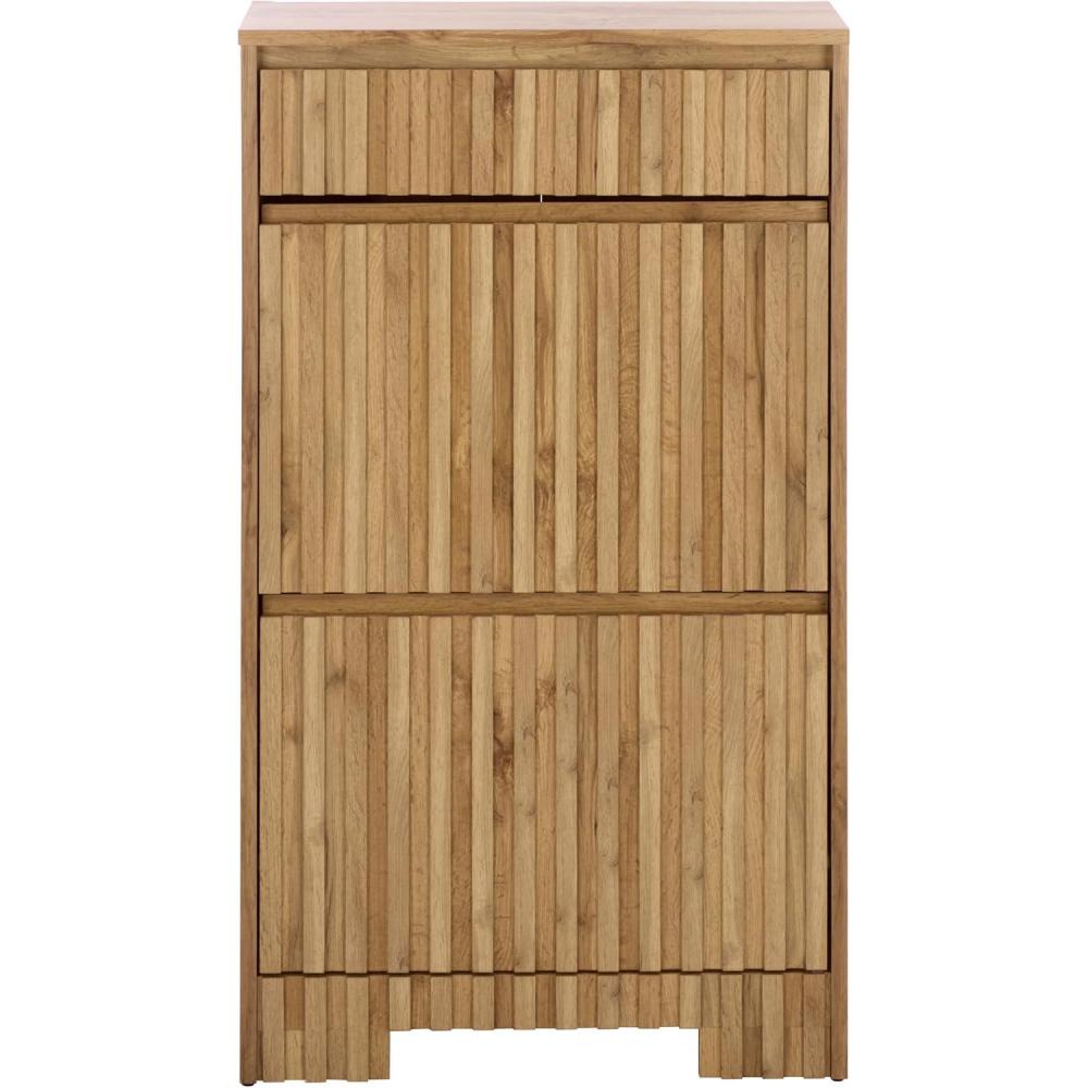 image:imageSAFAVIEH Home Collection  Sohan Black Shoe Rack Slim Vertical Storage Cabinet with Drawer amp TiltOut Shelves Modern Entryway Organizer STG3101BOak