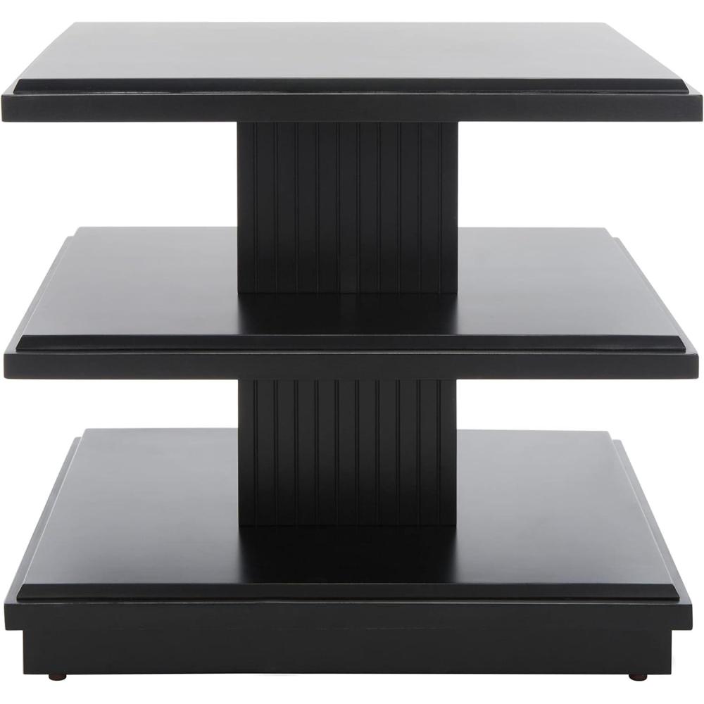 image:imageSAFAVIEH Home Collection Suette Modern Black 3Tier Square Accent Table with Shelves Compact Storage Side Table for Living Room or Bedroom ACC5001BBlack