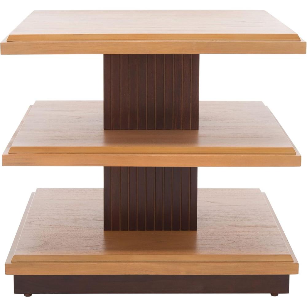 image:imageSAFAVIEH Home Collection Suette Modern Black 3Tier Square Accent Table with Shelves Compact Storage Side Table for Living Room or Bedroom ACC5001BNaturalWalnut