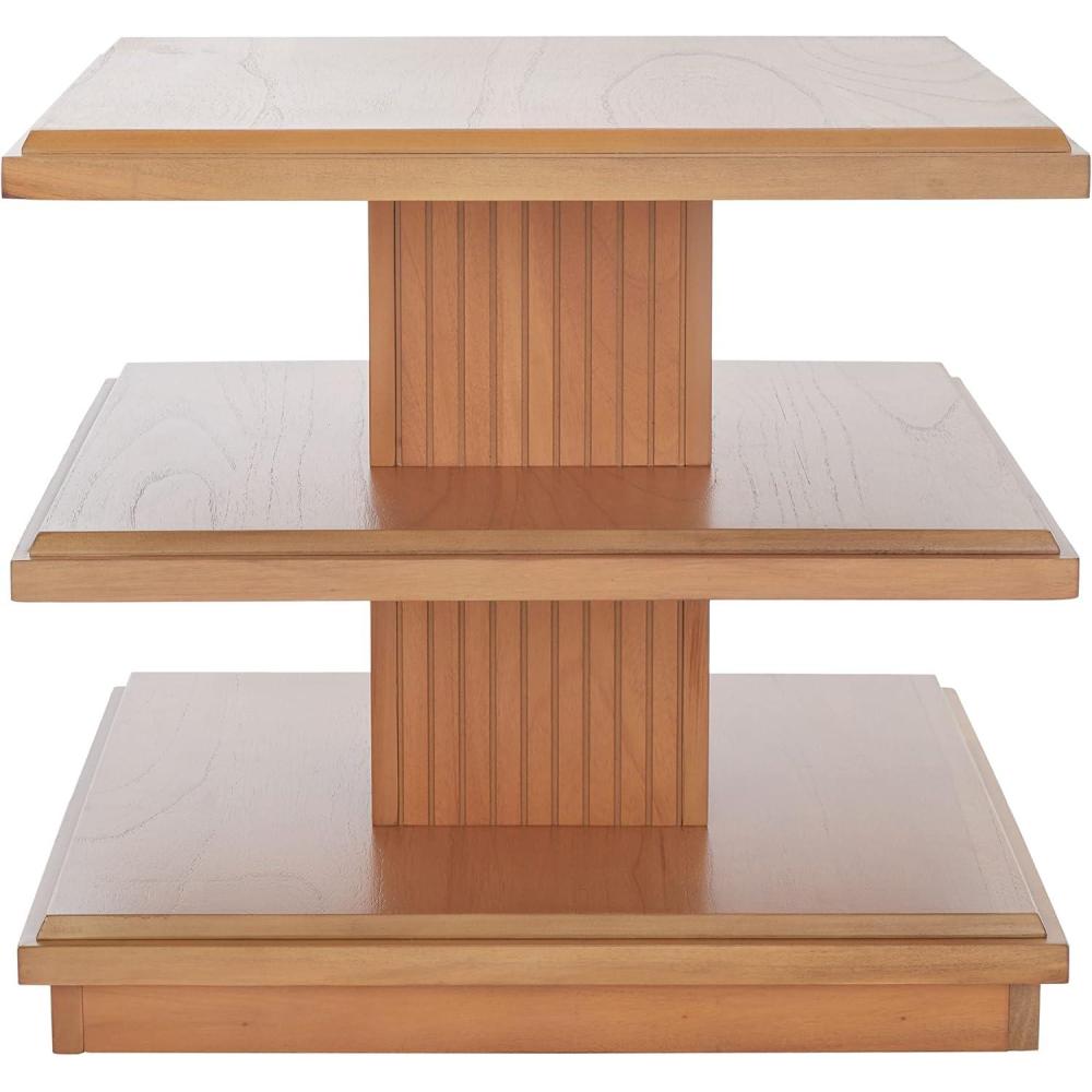 image:imageSAFAVIEH Home Collection Suette Modern Black 3Tier Square Accent Table with Shelves Compact Storage Side Table for Living Room or Bedroom ACC5001BNatural