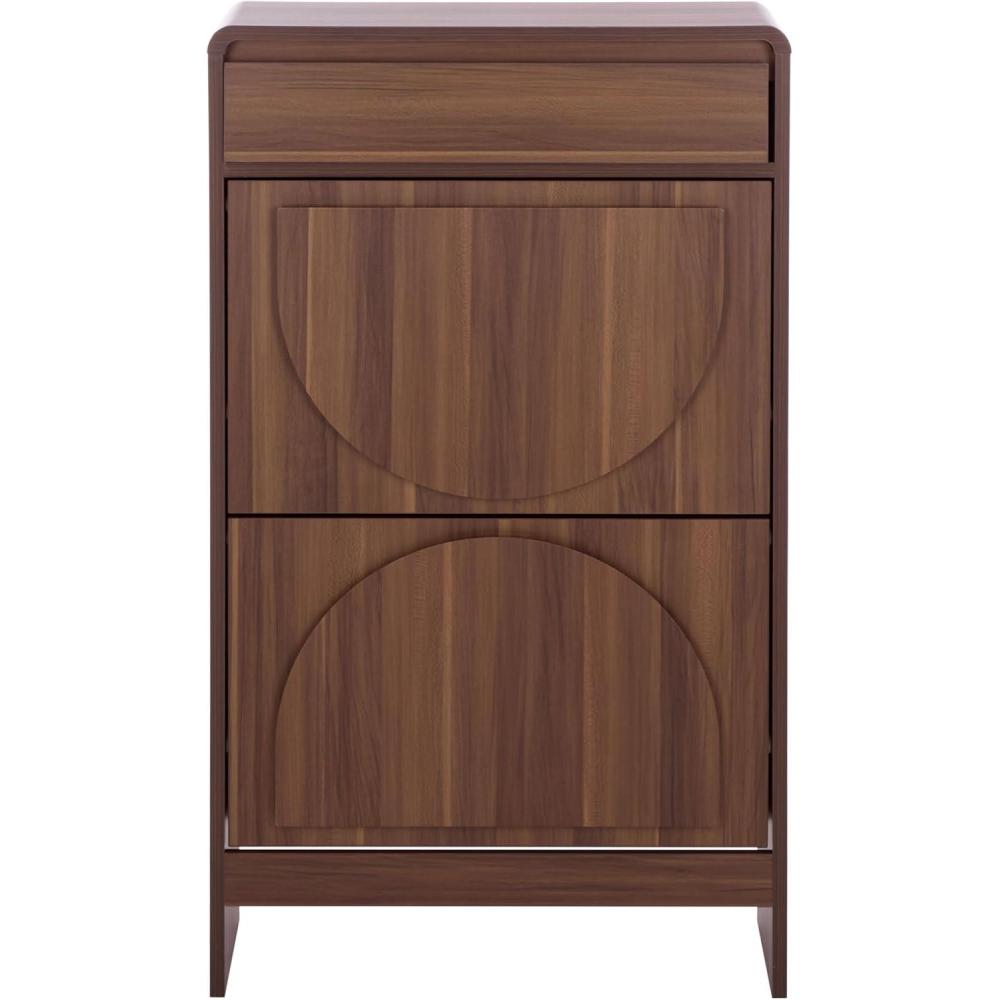 image:imageSAFAVIEH Home Collection Willam Walnut Shoe Rack Modern Slim Storage Cabinet with Drawer amp Shelves SpaceSaving Organizer for Entryway or Hallway STG3100AWalnut