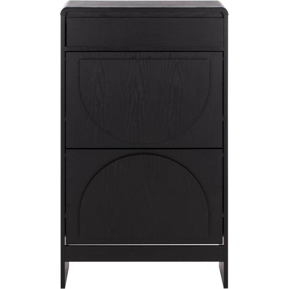 image:imageSAFAVIEH Home Collection Willam Walnut Shoe Rack Modern Slim Storage Cabinet with Drawer amp Shelves SpaceSaving Organizer for Entryway or Hallway STG3100ABlack