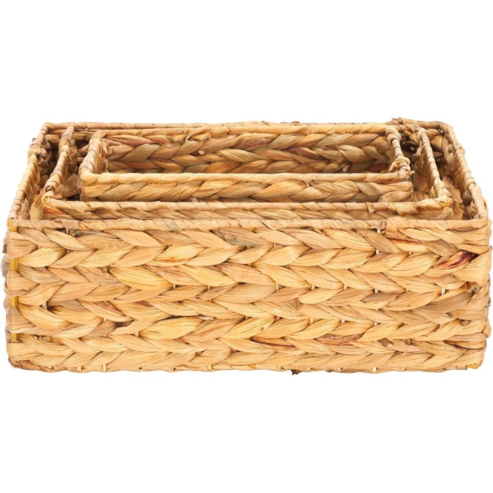 image:imageSAFAVIEH Home Collection Home Collection Reilly Natural Water hyacinth Set of 3 Storage Baskets Fully Assembled