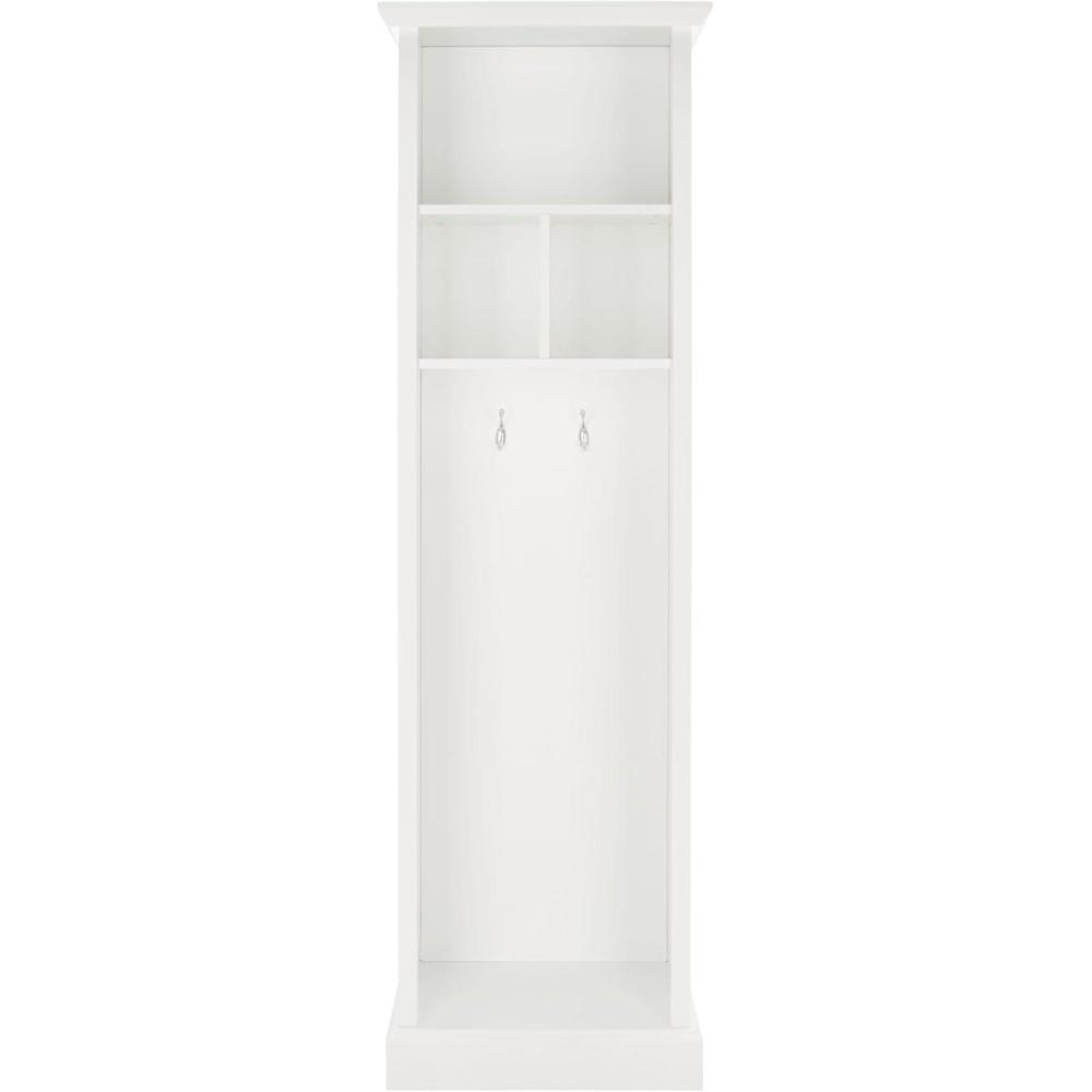 image:imageSAFAVIEH Home Collection Layli Farmhouse Antique White 4Shelf 2Hook Top Storage Hall Tree Fully AssembledAntique White