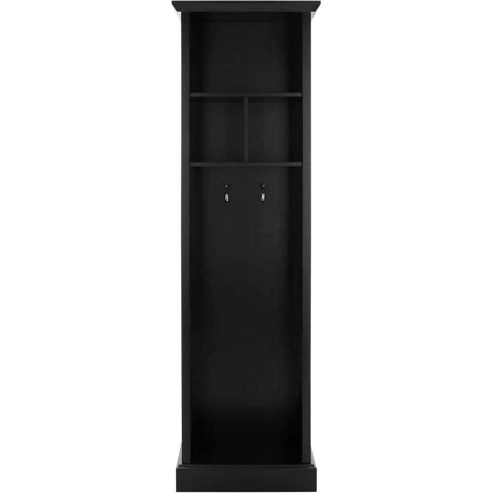 image:imageSAFAVIEH Home Collection Layli Farmhouse Antique White 4Shelf 2Hook Top Storage Hall Tree Fully AssembledBlack
