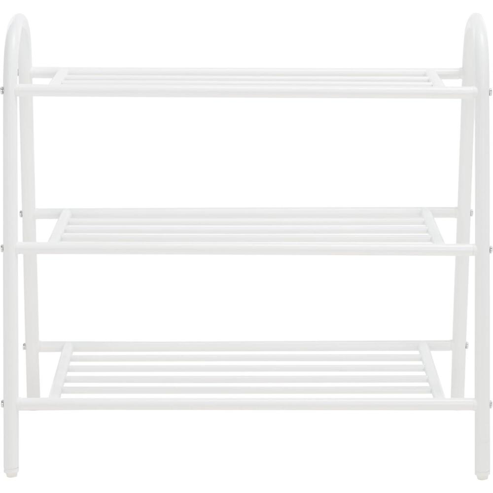 image:imageSAFAVIEH Home Collection Mira White Metal 3Tier Storage Shoe Rack