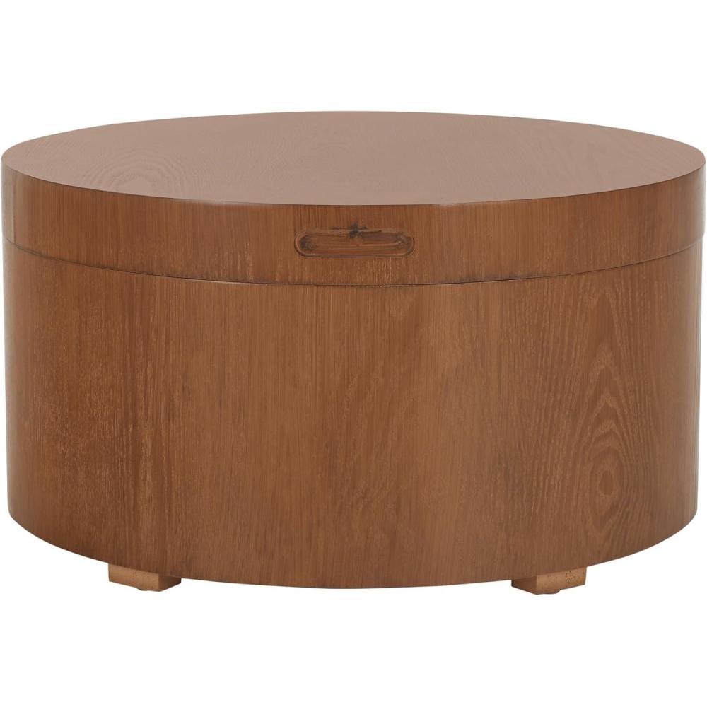 image:imageSAFAVIEH Home Collection Rafaela Black Round Tray Top Storage Coffee Table Fully AssembledNatural Brown