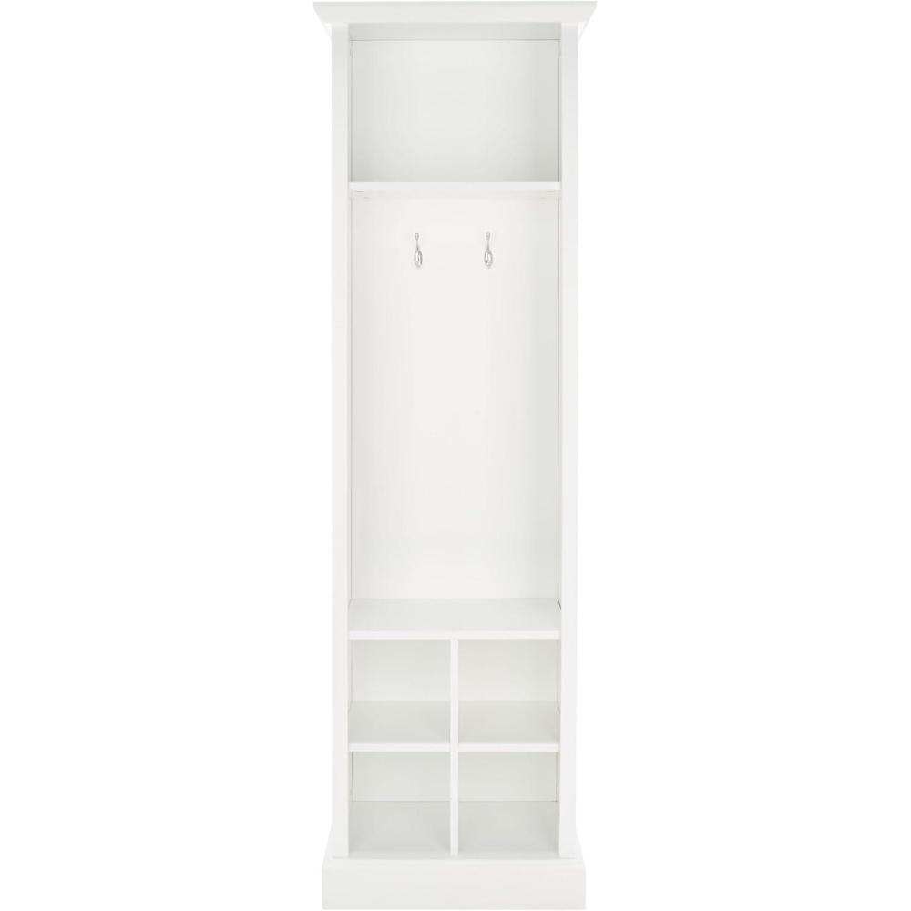 image:imageSAFAVIEH Home Collection Surrey Farmhouse Antique White 6Shelf 2Hook Bottom Storage Hall Tree Fully AssembledAntique White