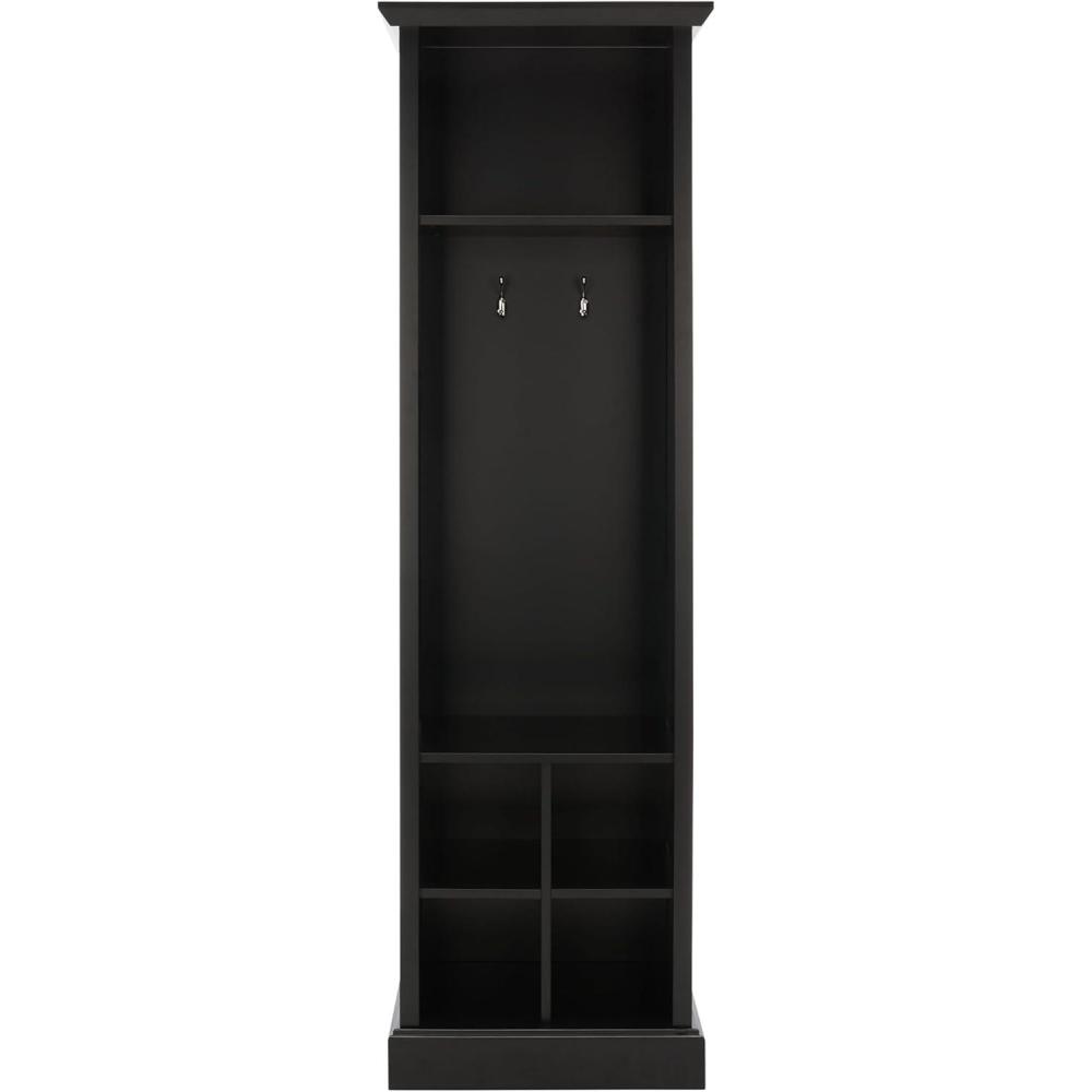 image:imageSAFAVIEH Home Collection Surrey Farmhouse Antique White 6Shelf 2Hook Bottom Storage Hall Tree Fully AssembledBlack
