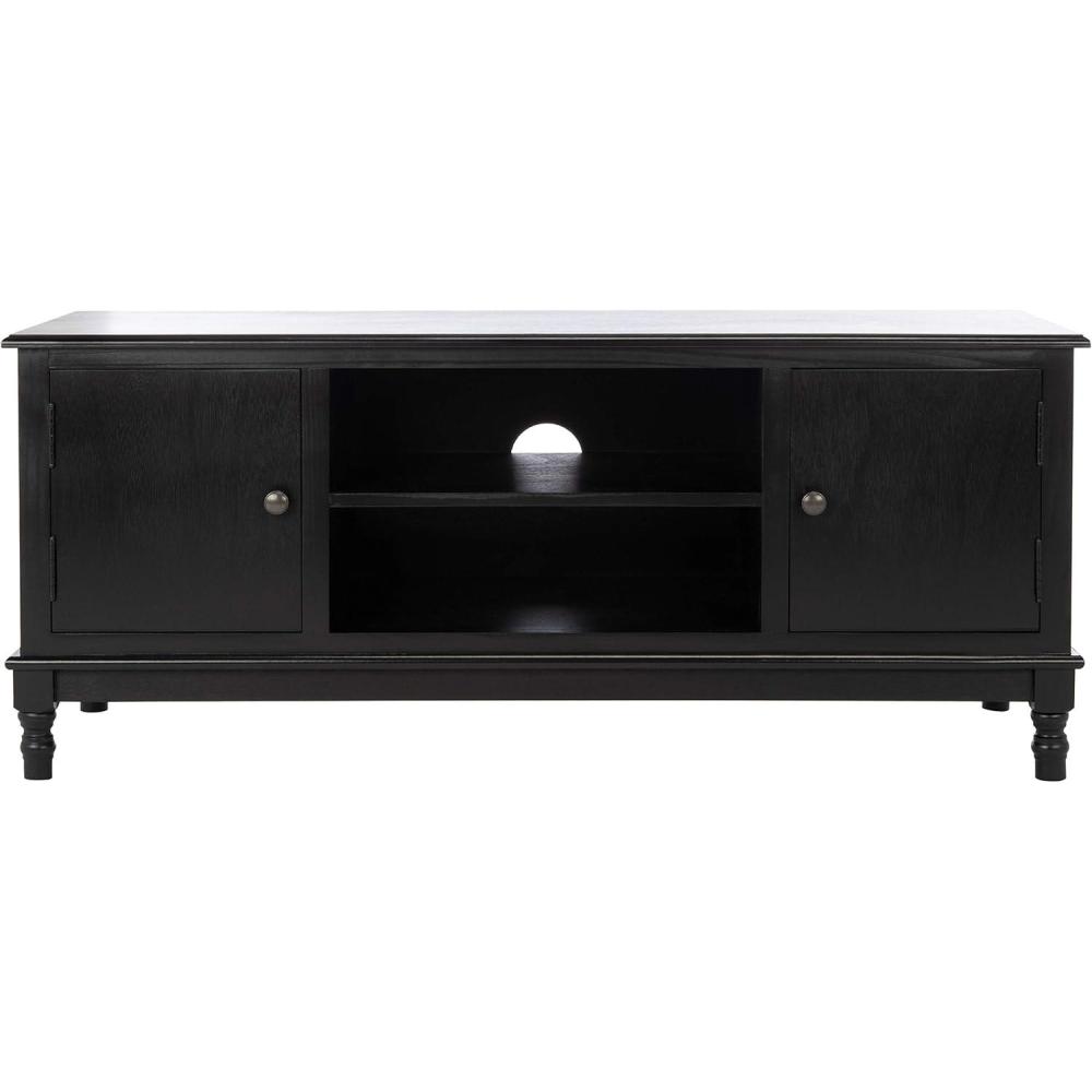 image:imageSAFAVIEH Ozark TV Stand for up to 55 Flatscreen Brown 2 Doors with Interior Storage 2 Open Shelves Entertainment Media Console MED5700CBlack