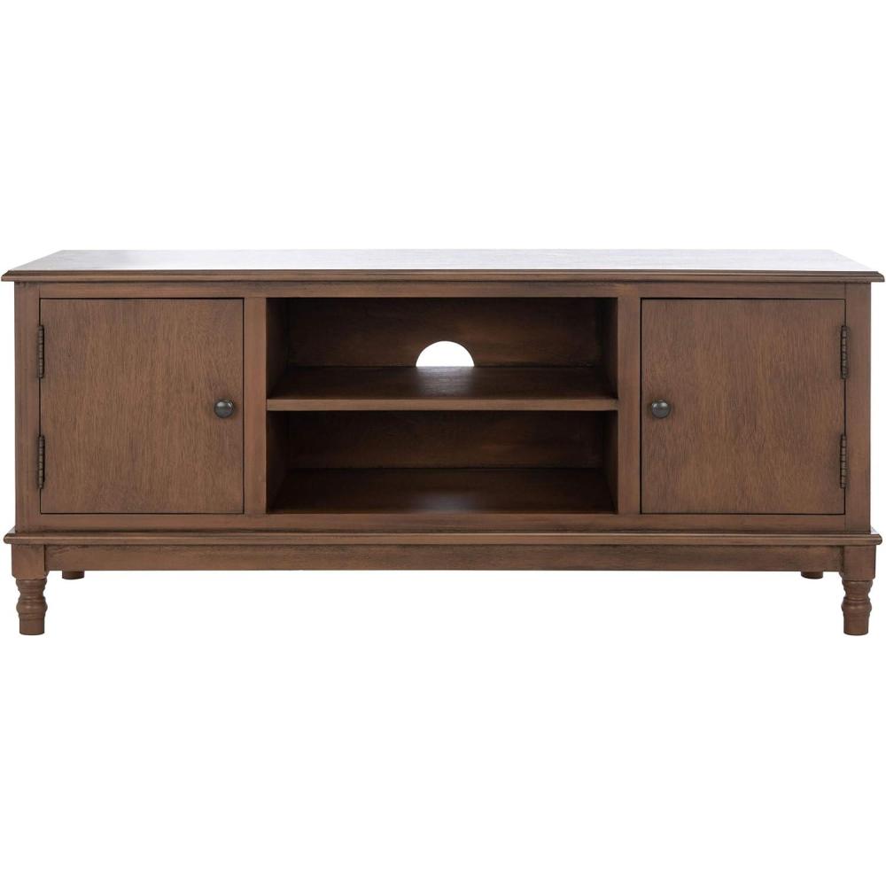 image:imageSAFAVIEH Ozark TV Stand for up to 55 Flatscreen Brown 2 Doors with Interior Storage 2 Open Shelves Entertainment Media Console MED5700CBrown