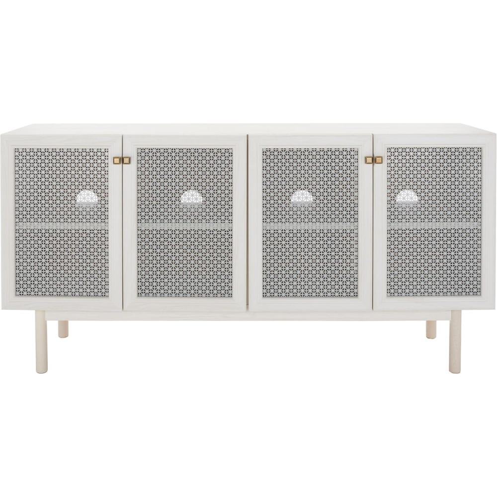 image:imageSAFAVIEH Piran TV Stand for up to 70 Flatscreen Oak Brown amp Gold 4 Doors with Interior Storage Entertainment Media Console MED9611DBleached WhiteSilver