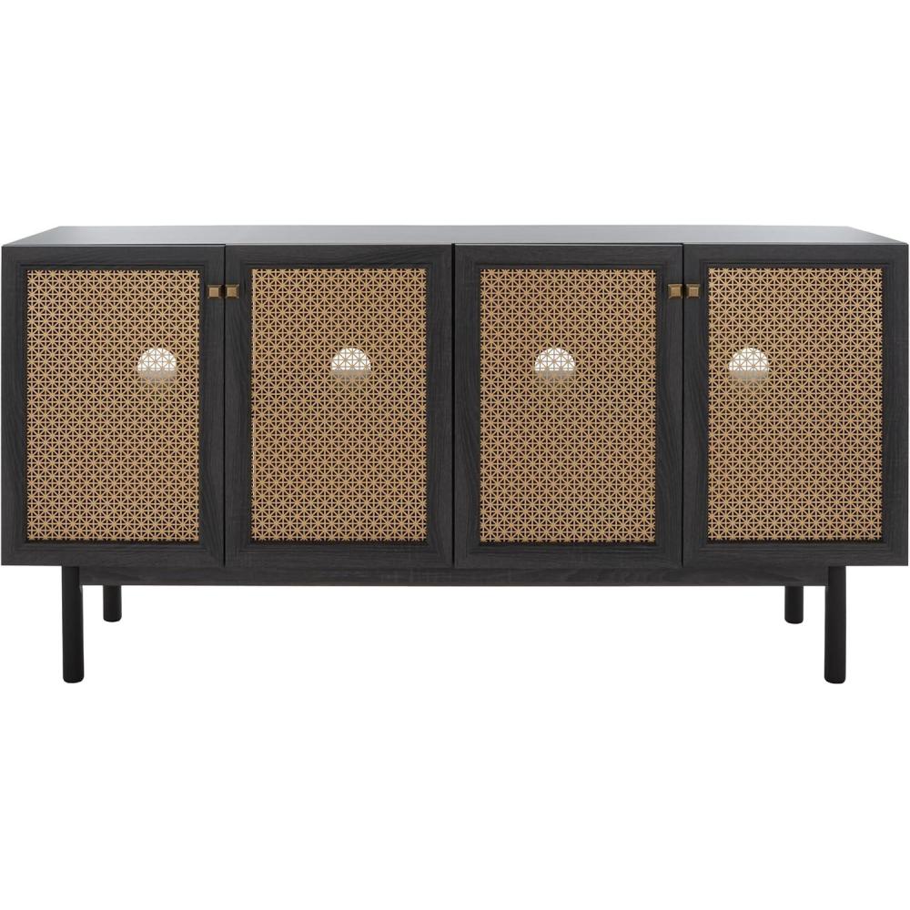 image:imageSAFAVIEH Piran TV Stand for up to 70 Flatscreen Oak Brown amp Gold 4 Doors with Interior Storage Entertainment Media Console MED9611DDistressed BlackGold