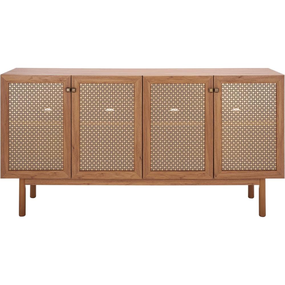 image:imageSAFAVIEH Piran TV Stand for up to 70 Flatscreen Oak Brown amp Gold 4 Doors with Interior Storage Entertainment Media Console MED9611DOak Gold