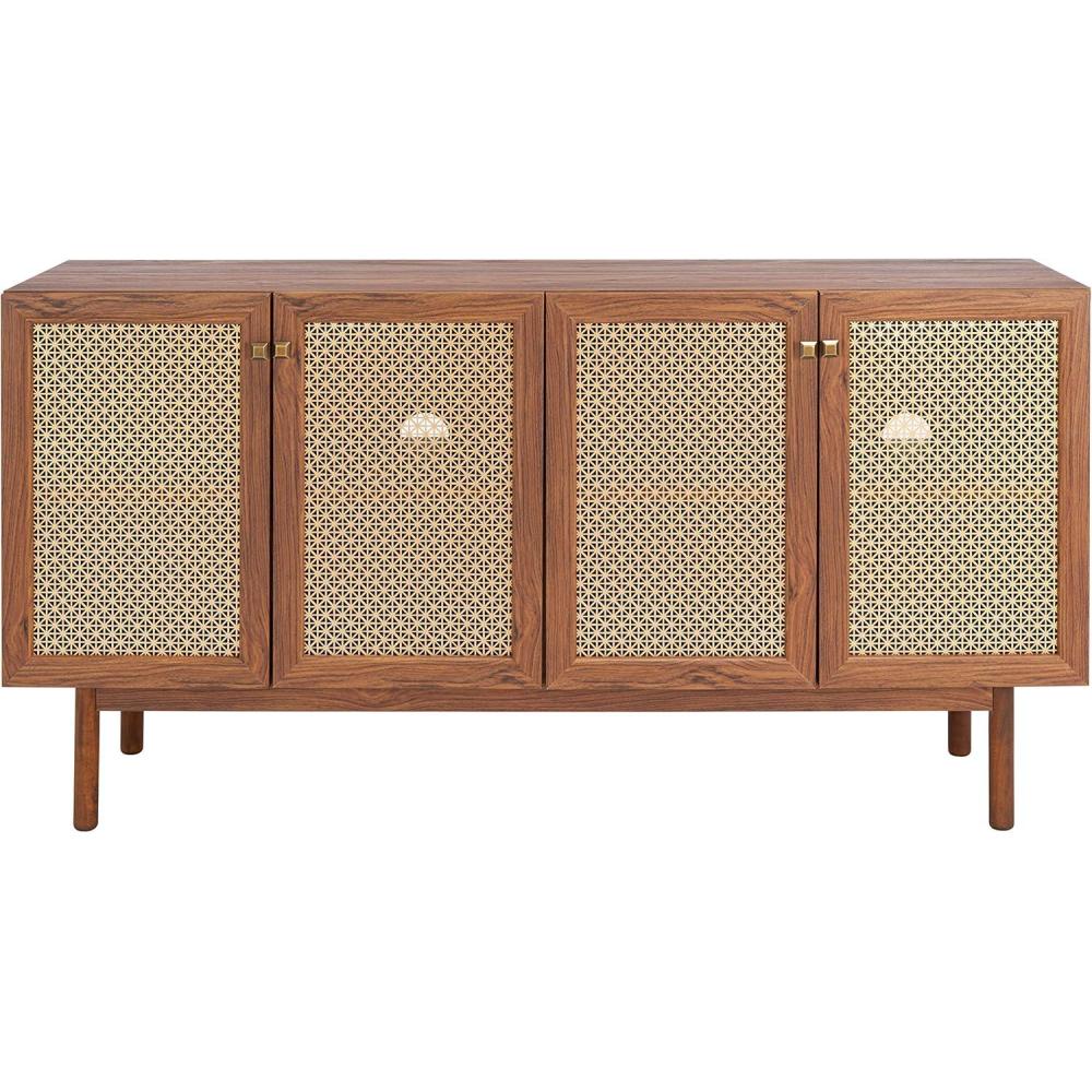 image:imageSAFAVIEH Piran TV Stand for up to 70 Flatscreen Oak Brown amp Gold 4 Doors with Interior Storage Entertainment Media Console MED9611DWalnut Gold
