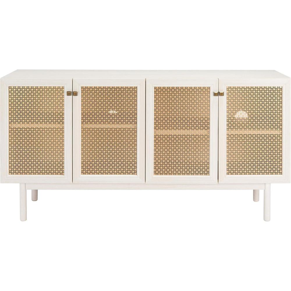 image:imageSAFAVIEH Piran TV Stand for up to 70 Flatscreen Oak Brown amp Gold 4 Doors with Interior Storage Entertainment Media Console MED9611DWhite Gold