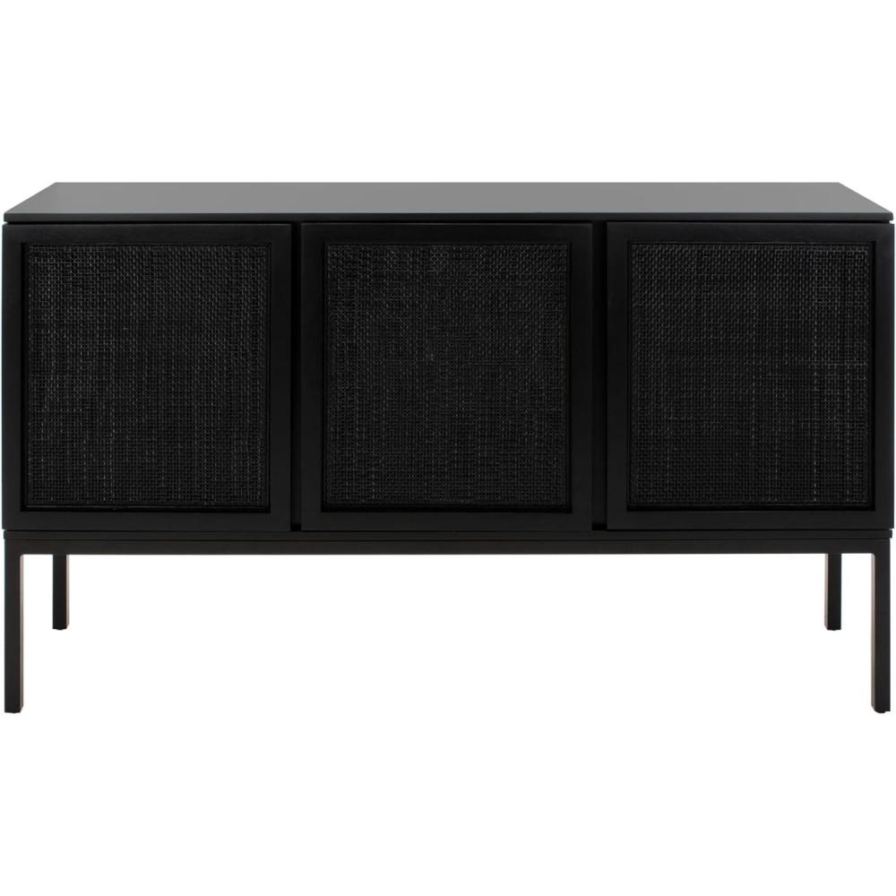 image:imageSafavieh Home Collection Zadie Coastal BlackNatural Rattan 3Door Storage SideboardBlack