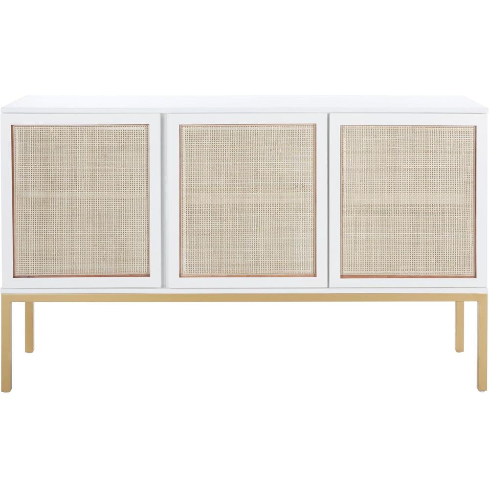 image:imageSafavieh Home Collection Zadie Coastal BlackNatural Rattan 3Door Storage SideboardWhiteGold