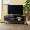 SAFAVIEH Aurelio TV Stand for up to 55″ Flatscreen – Walnut Brown, 1 Sliding Door with Interior Storage and Open Shelves, Entertainment Media Console (MED9600A)(Distressed Black)