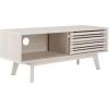 SAFAVIEH Aurelio TV Stand for up to 55″ Flatscreen – Walnut Brown, 1 Sliding Door with Interior Storage and Open Shelves, Entertainment Media Console (MED9600A)(Bleached White)