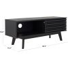 SAFAVIEH Aurelio TV Stand for up to 55″ Flatscreen – Walnut Brown, 1 Sliding Door with Interior Storage and Open Shelves, Entertainment Media Console (MED9600A)(Black)
