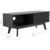 SAFAVIEH Aurelio TV Stand for up to 55″ Flatscreen – Walnut Brown, 1 Sliding Door with Interior Storage and Open Shelves, Entertainment Media Console (MED9600A)(Distressed Black)