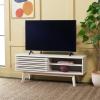 SAFAVIEH Aurelio TV Stand for up to 55″ Flatscreen – Walnut Brown, 1 Sliding Door with Interior Storage and Open Shelves, Entertainment Media Console (MED9600A)(Bleached White)