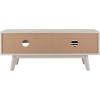 SAFAVIEH Aurelio TV Stand for up to 55″ Flatscreen – Walnut Brown, 1 Sliding Door with Interior Storage and Open Shelves, Entertainment Media Console (MED9600A)(Bleached White)