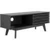 SAFAVIEH Aurelio TV Stand for up to 55″ Flatscreen – Walnut Brown, 1 Sliding Door with Interior Storage and Open Shelves, Entertainment Media Console (MED9600A)(Distressed Black)