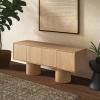SAFAVIEH Couture Collection – Alberti Natural Brown Wood Sideboard, Modern Storage Cabinet with Sculptural Cylinder Base, Fully Assembled (SFV4254B)(Natural)