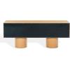 SAFAVIEH Couture Collection – Alberti Natural Brown Wood Sideboard, Modern Storage Cabinet with Sculptural Cylinder Base, Fully Assembled (SFV4254B)(Natural)