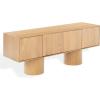 SAFAVIEH Couture Collection – Alberti Natural Brown Wood Sideboard, Modern Storage Cabinet with Sculptural Cylinder Base, Fully Assembled (SFV4254B)(Natural)