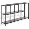 SAFAVIEH Couture Collection – Hodge Black Metal Console Table with 3 Shelves, Modern Minimalist Storage & Display (SFV9559A)(Black)